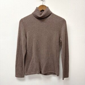 Lord & Taylor Cashmere Turtleneck Sweater Oat M